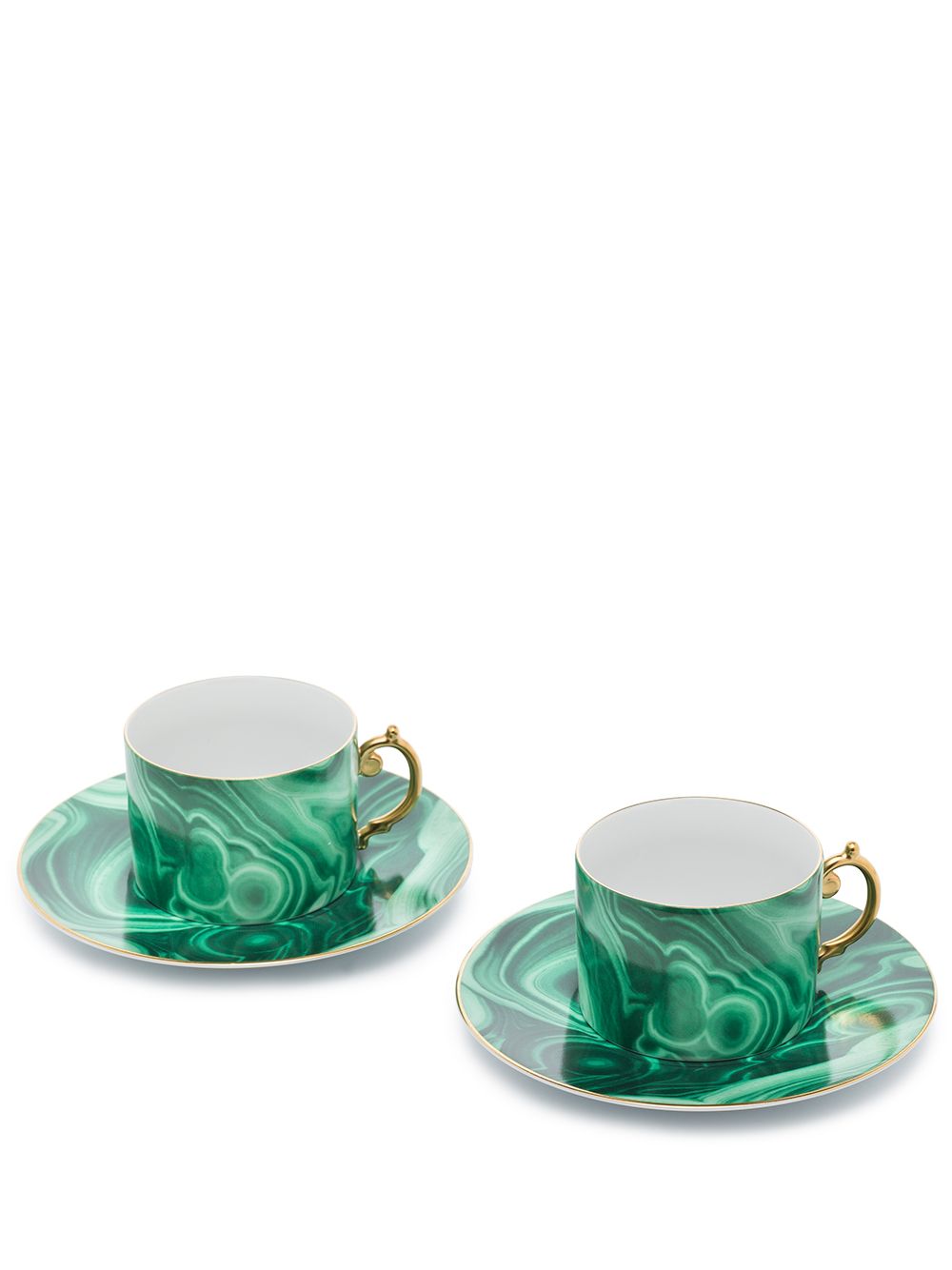L'Objet Malachite 茶杯与茶盘（两件装） - 绿色