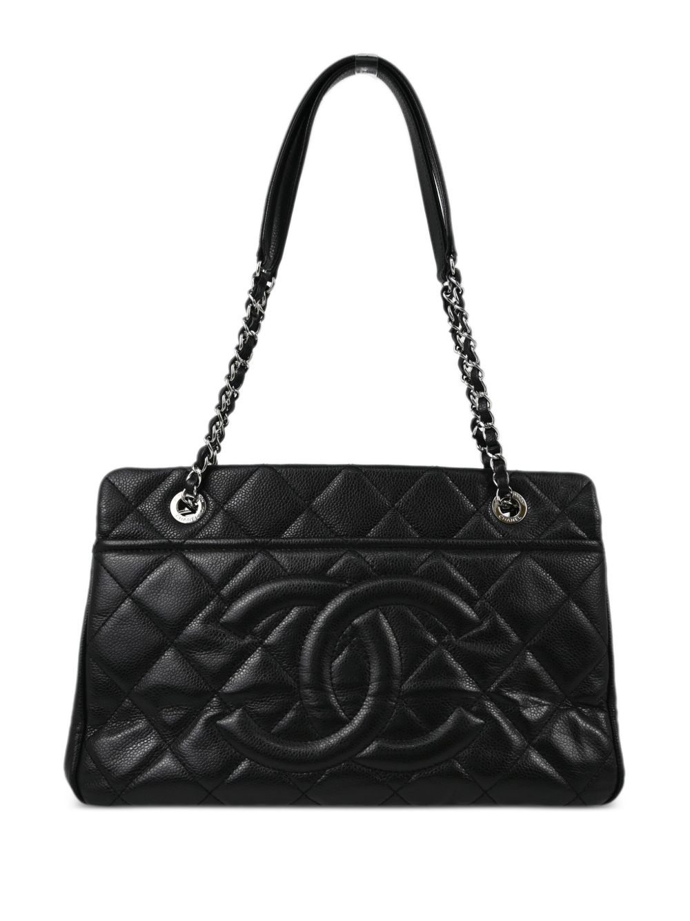 CHANEL Pre-Owned CC 菱纹绗缝手提包（2014年典藏款） - 黑色