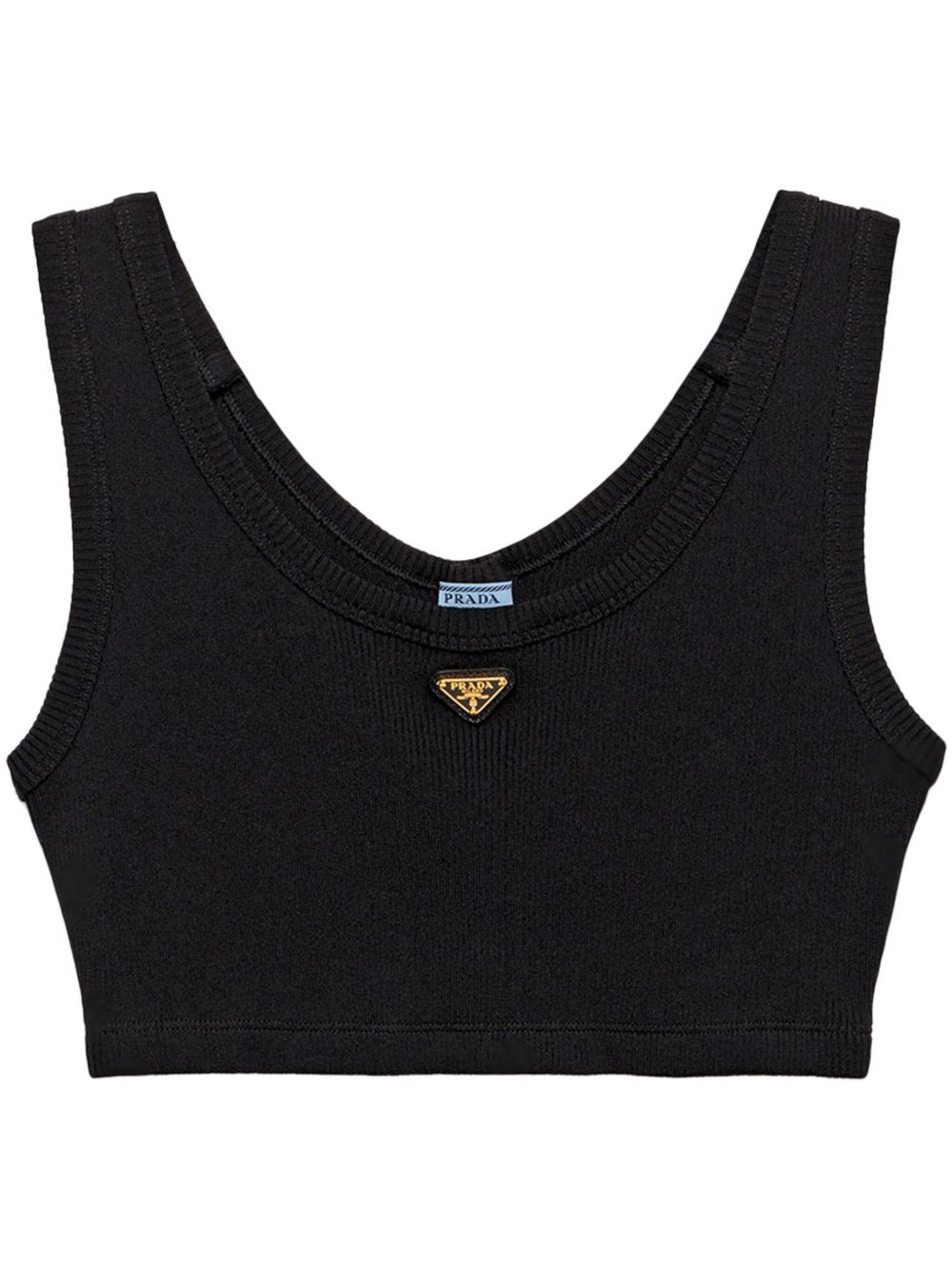 Prada 三角形logo坦克背心 - 黑色