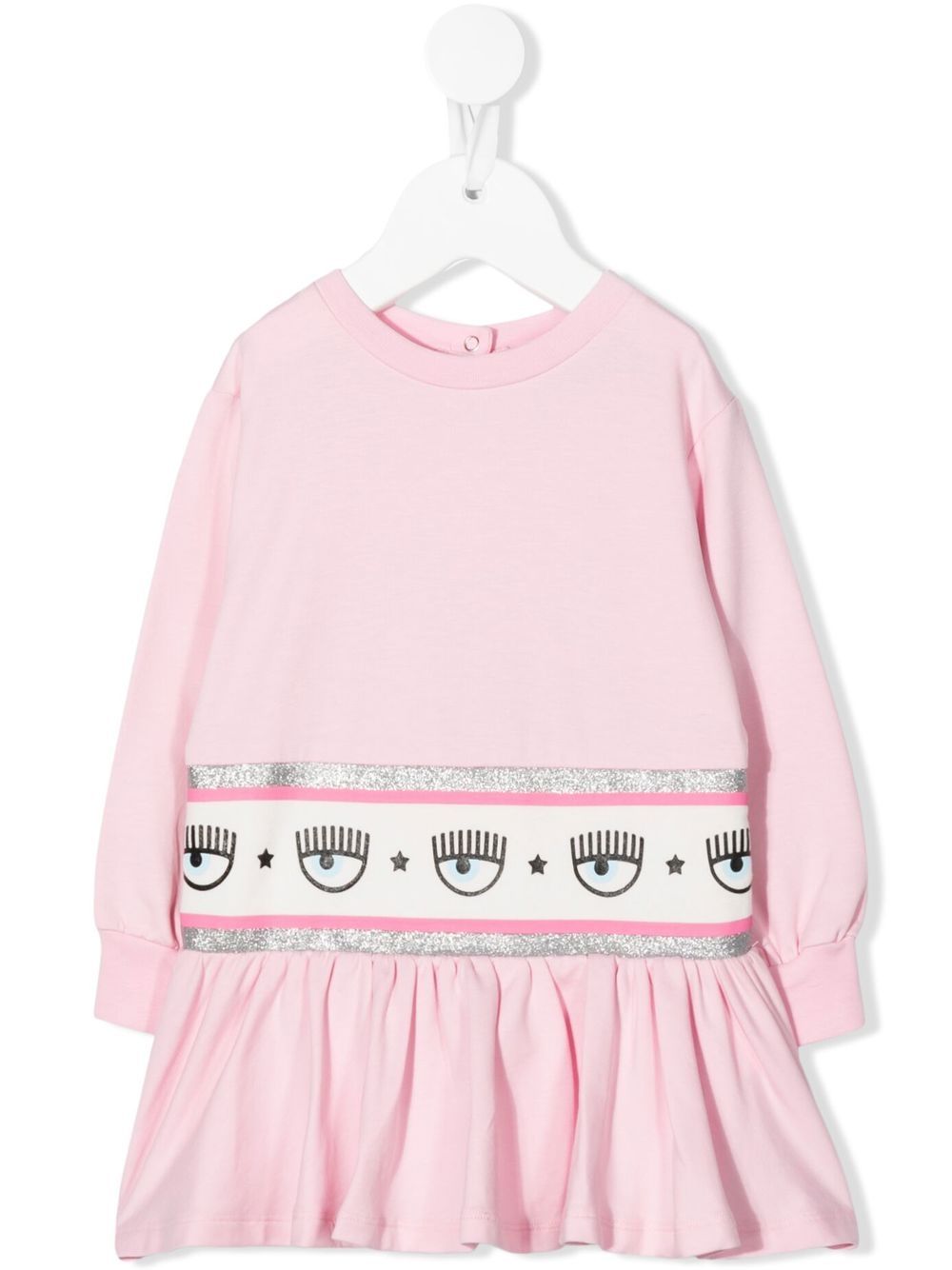 Chiara Ferragni Kids logo织带卫衣式连衣裙 - 粉色