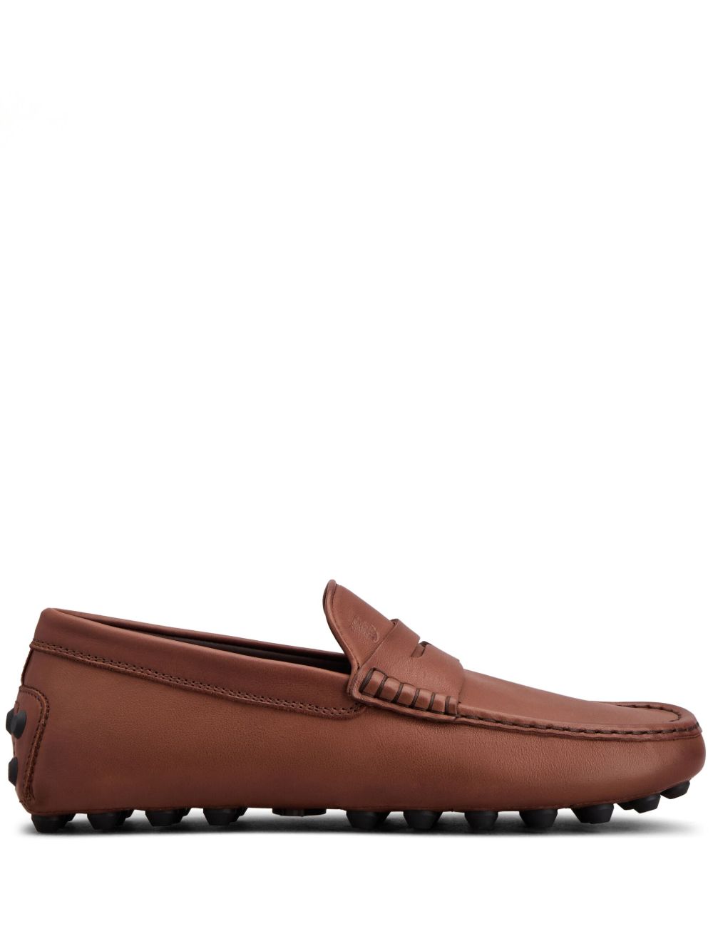 Tod's logo压纹皮质经典乐福鞋 - 褐色