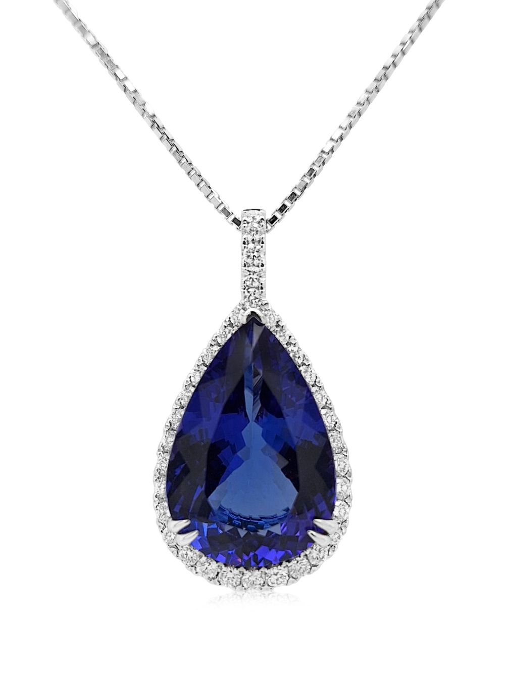 HYT Jewelry 18K白金钻石坦桑石项链 - 白色