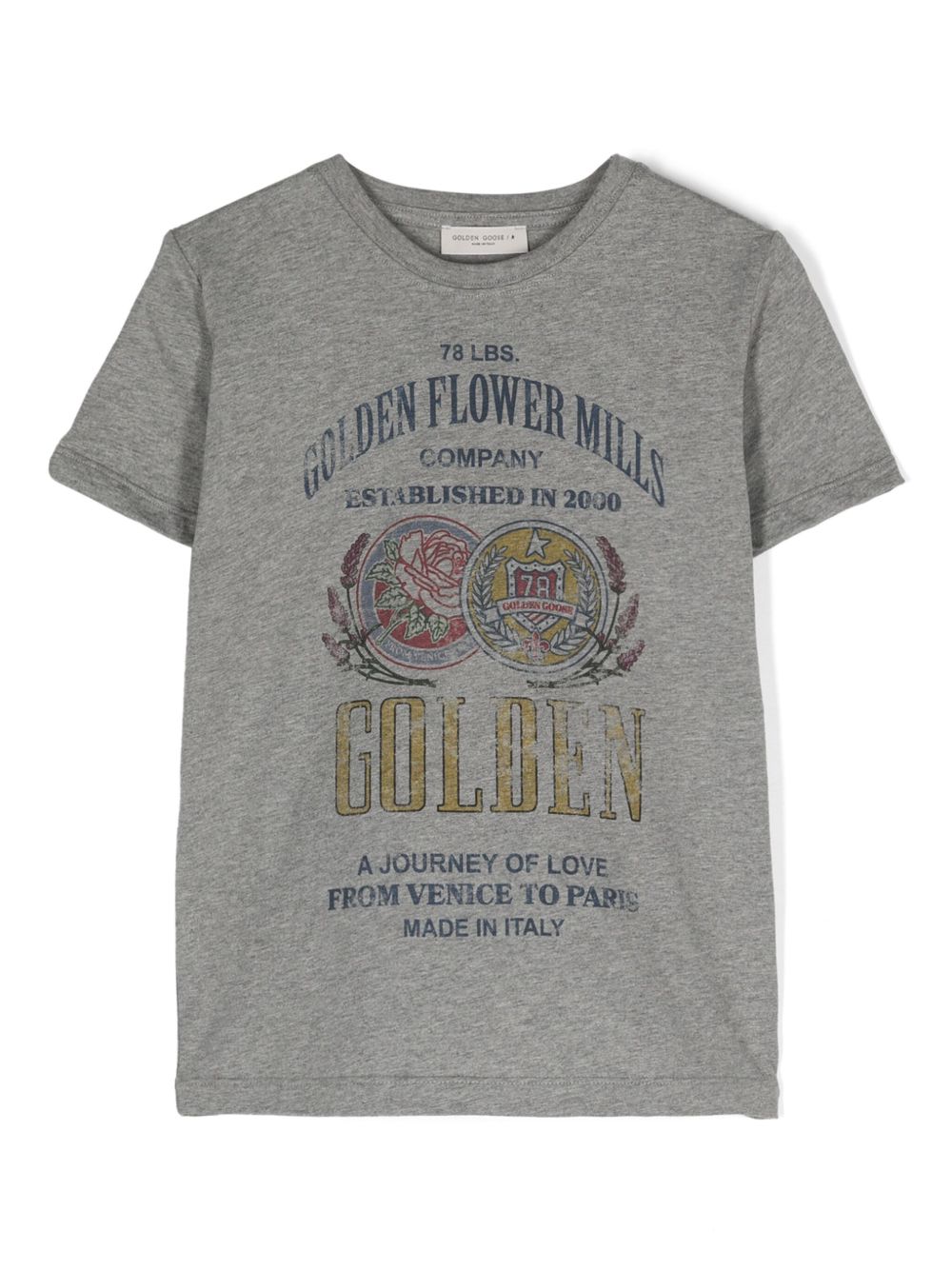 Golden Goose Kids 图案印花棉T恤 - 灰色