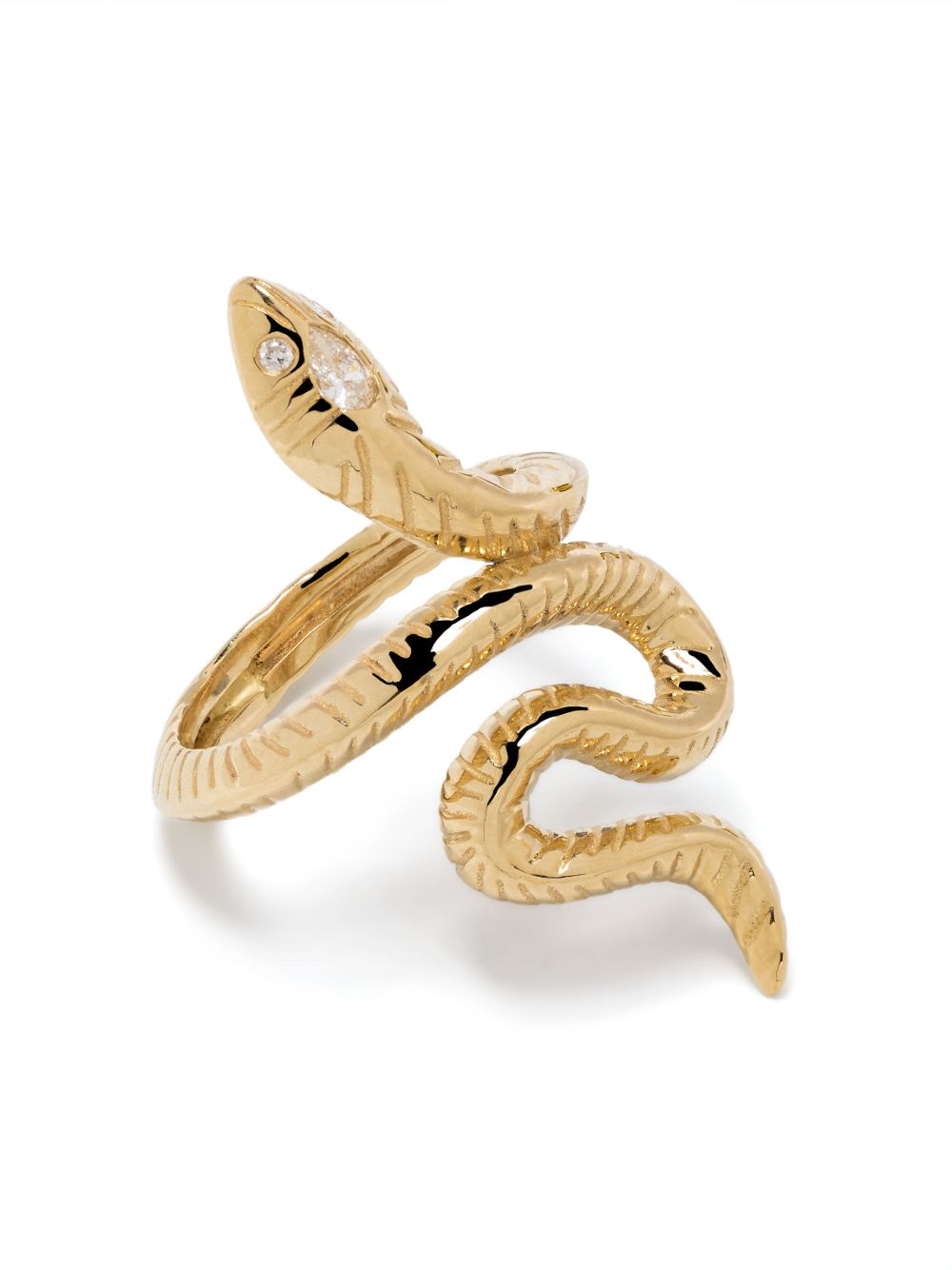 Jacquie Aiche 18K黄金 Teardrop Head Snake 钻石戒指 - 金色