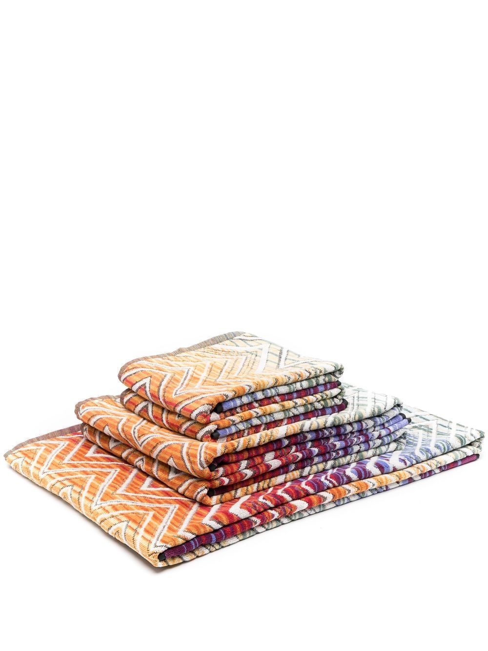 Missoni Home Tolomeo Z字形图案毛巾（五件装） - 橘色