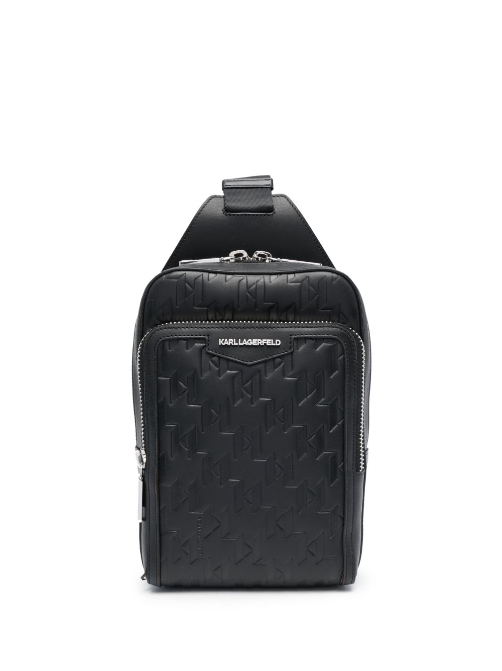 Karl Lagerfeld K/Loom 皮质斜挎包 - 黑色