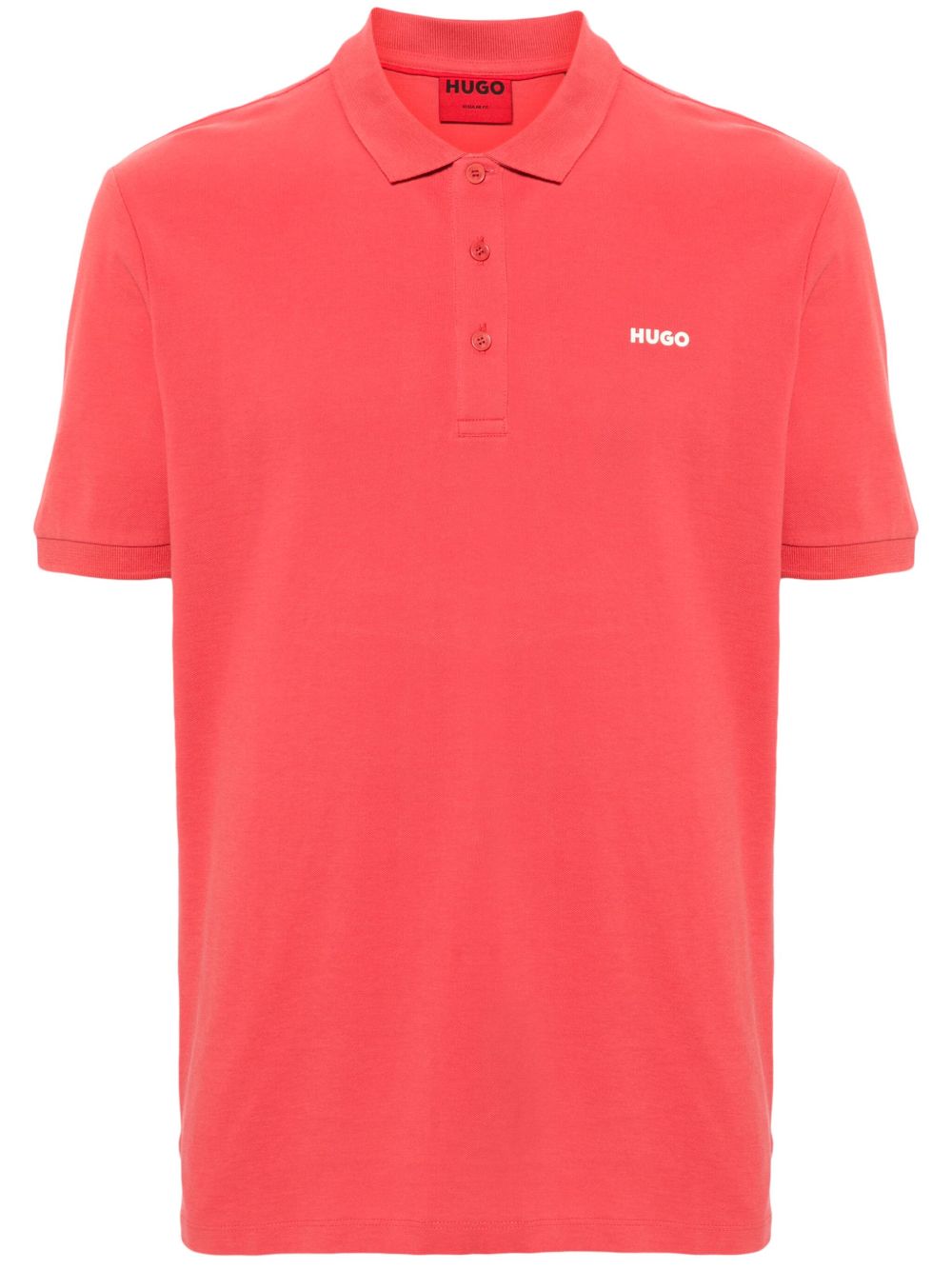 HUGO logo贴花棉polo衫 - 红色