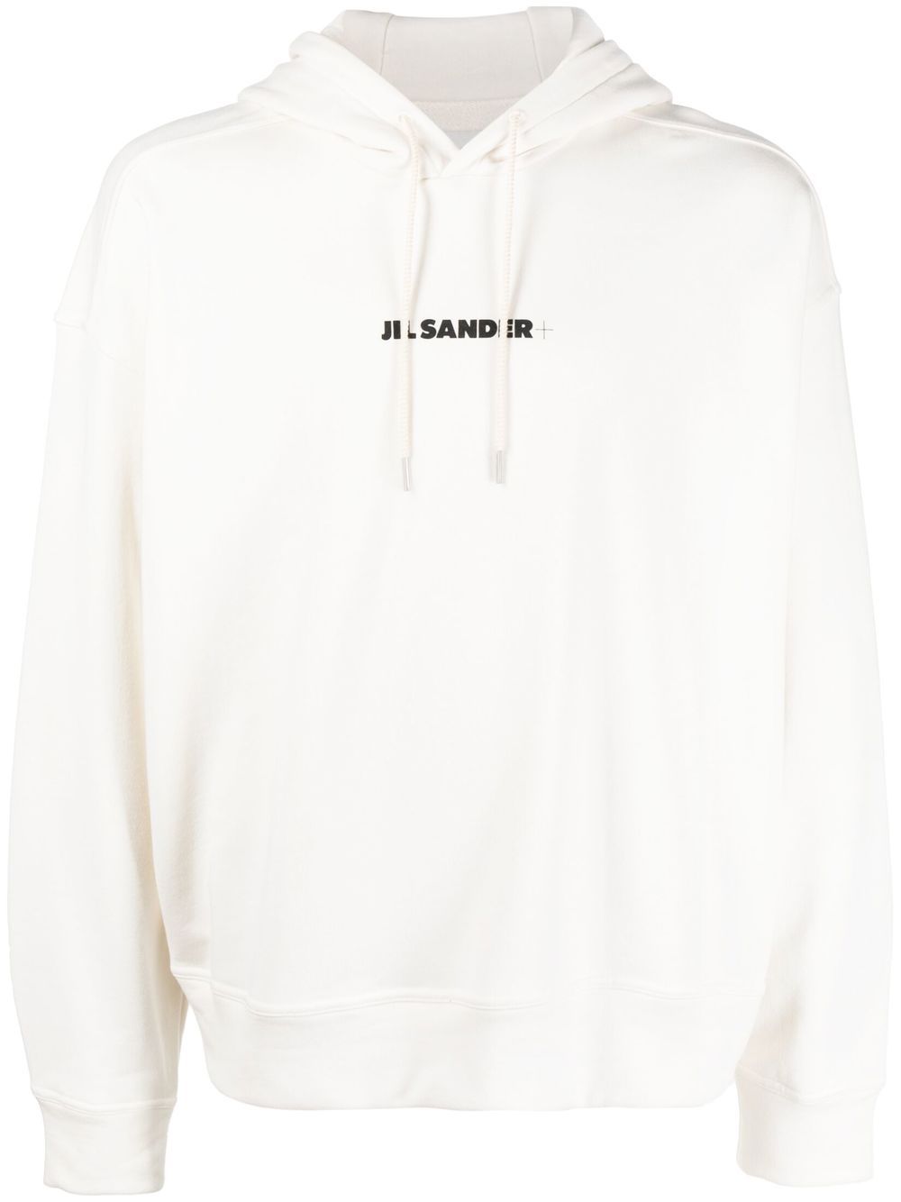 Jil Sander logo印花抽绳连帽衫 - 白色