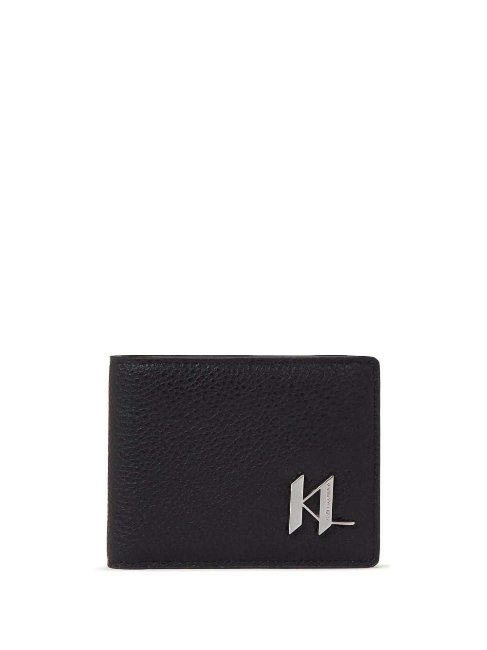 Karl Lagerfeld K/Plak 对折皮质钱包 - 黑色