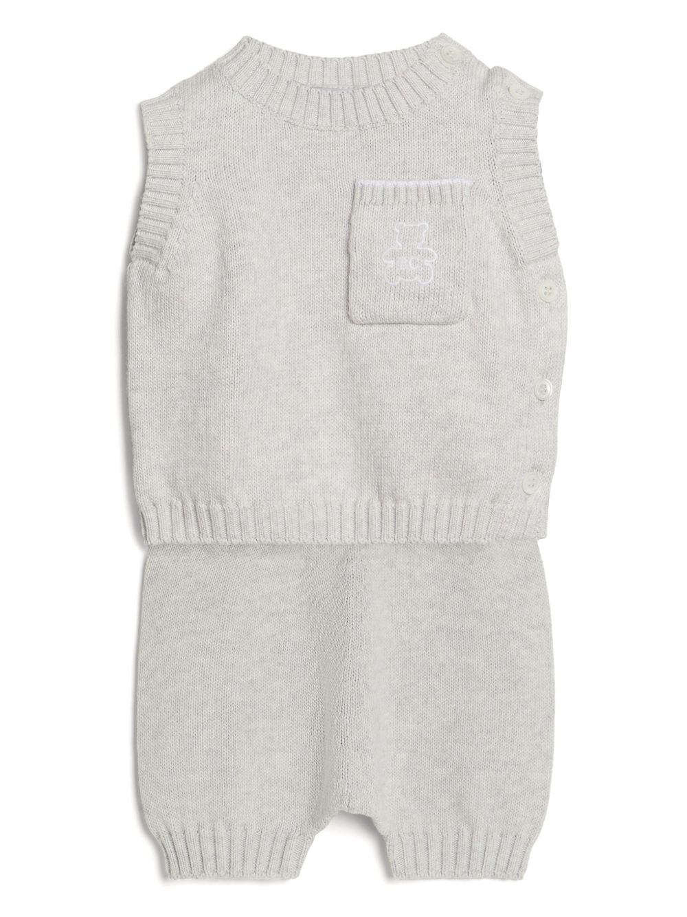 Brunello Cucinelli Kids logo刺绣针织马甲 - 灰色