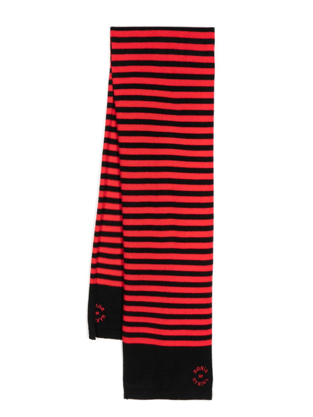Sonia Rykiel 条纹羊毛围巾 - 红色