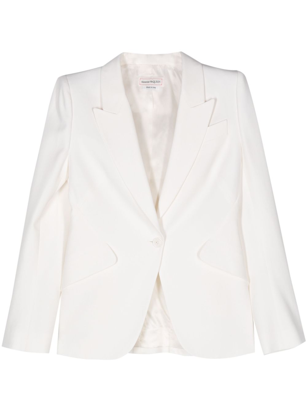 Alexander McQueen 绉纱戗驳领西装夹克 - 白色
