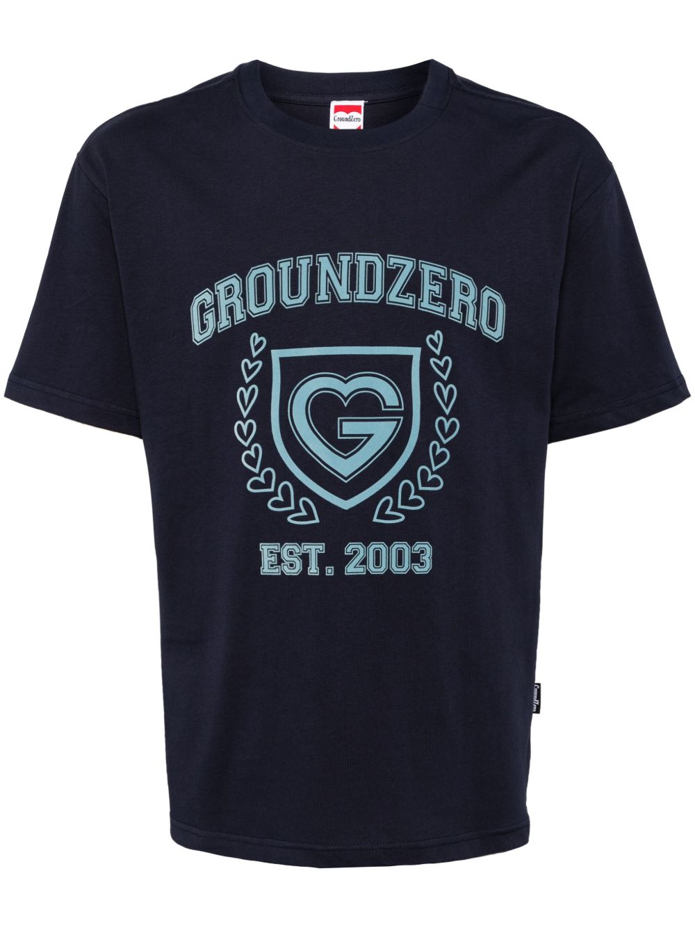 Ground Zero logo印花棉T恤 - 蓝色