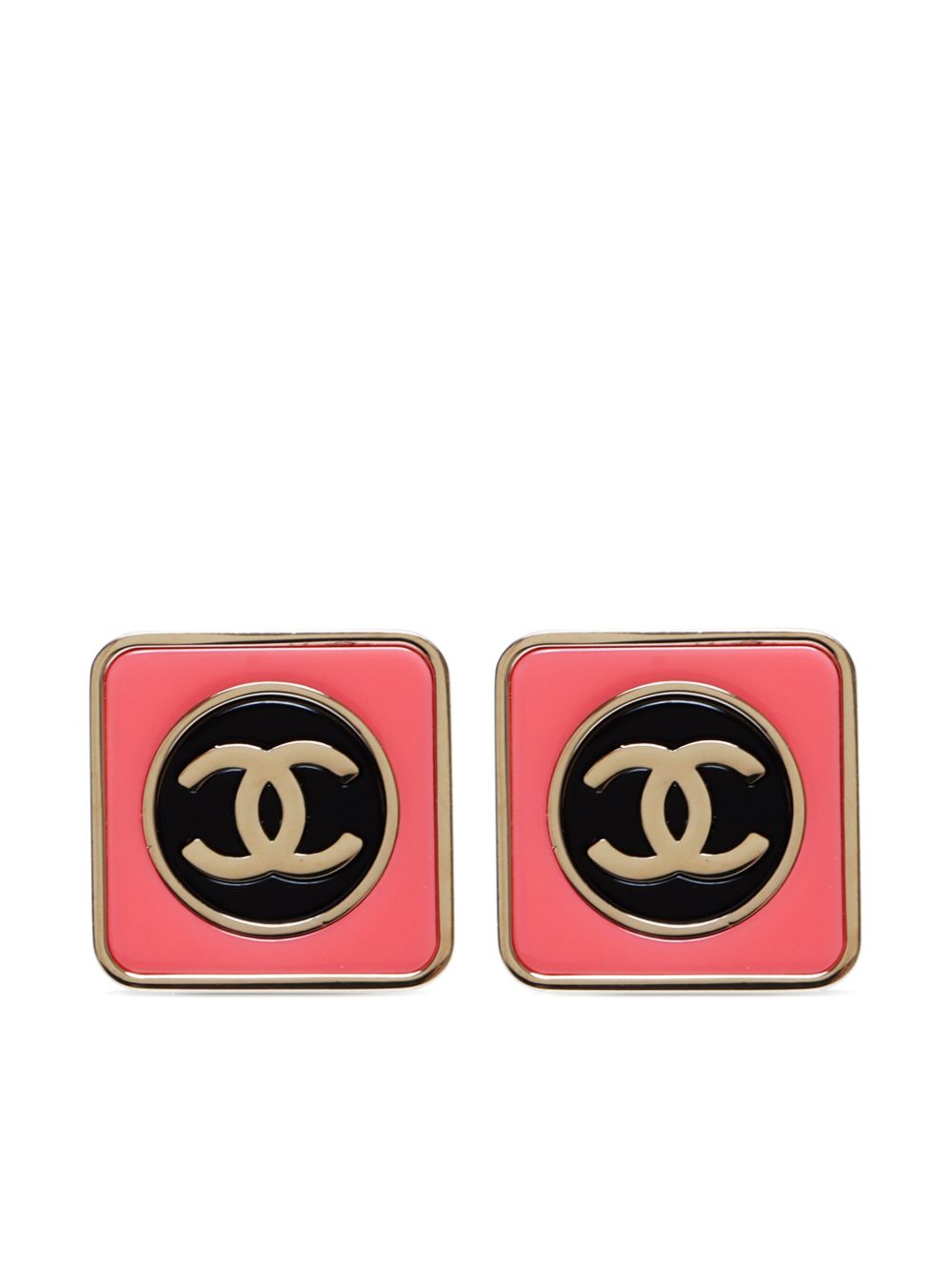 CHANEL Pre-Owned CC 方形耳钉（2023年典藏款） - 粉色