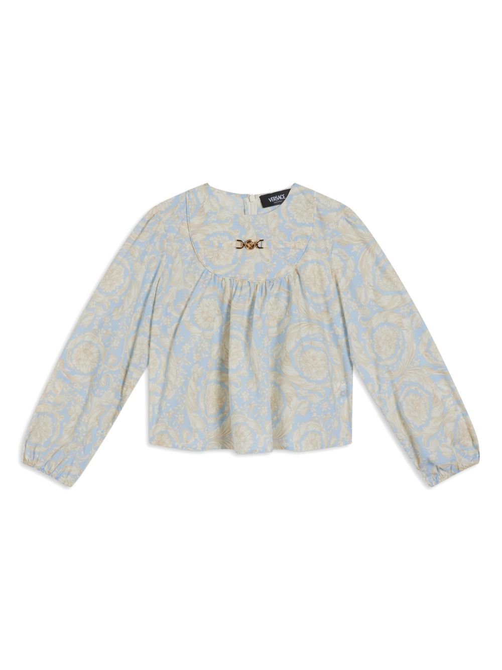 Versace Kids Barocco 印花棉罩衫 - 蓝色