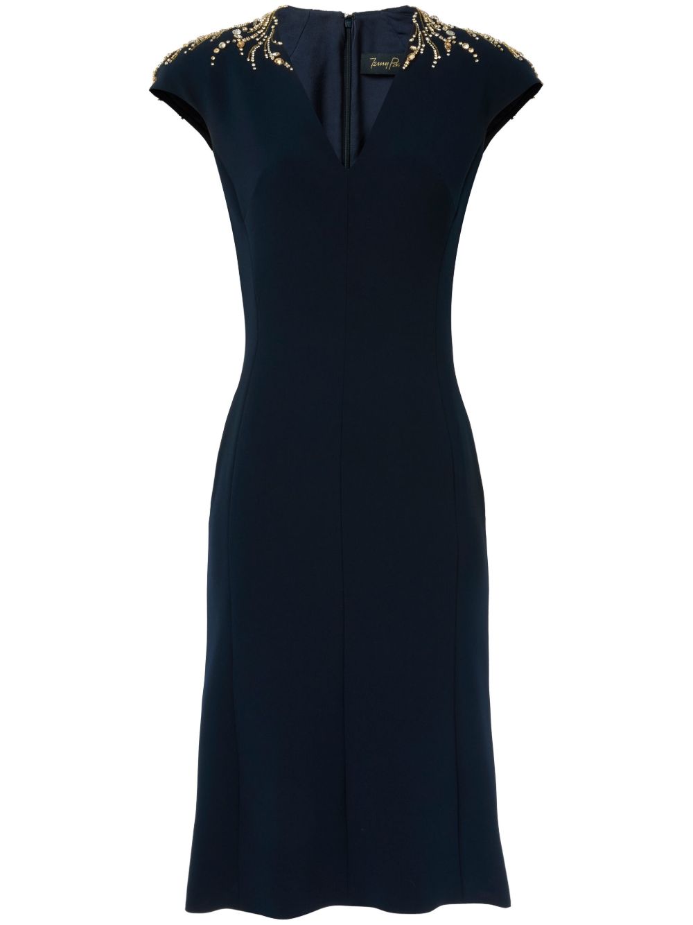 Jenny Packham Ardila 晶饰中长连衣裙 - 蓝色