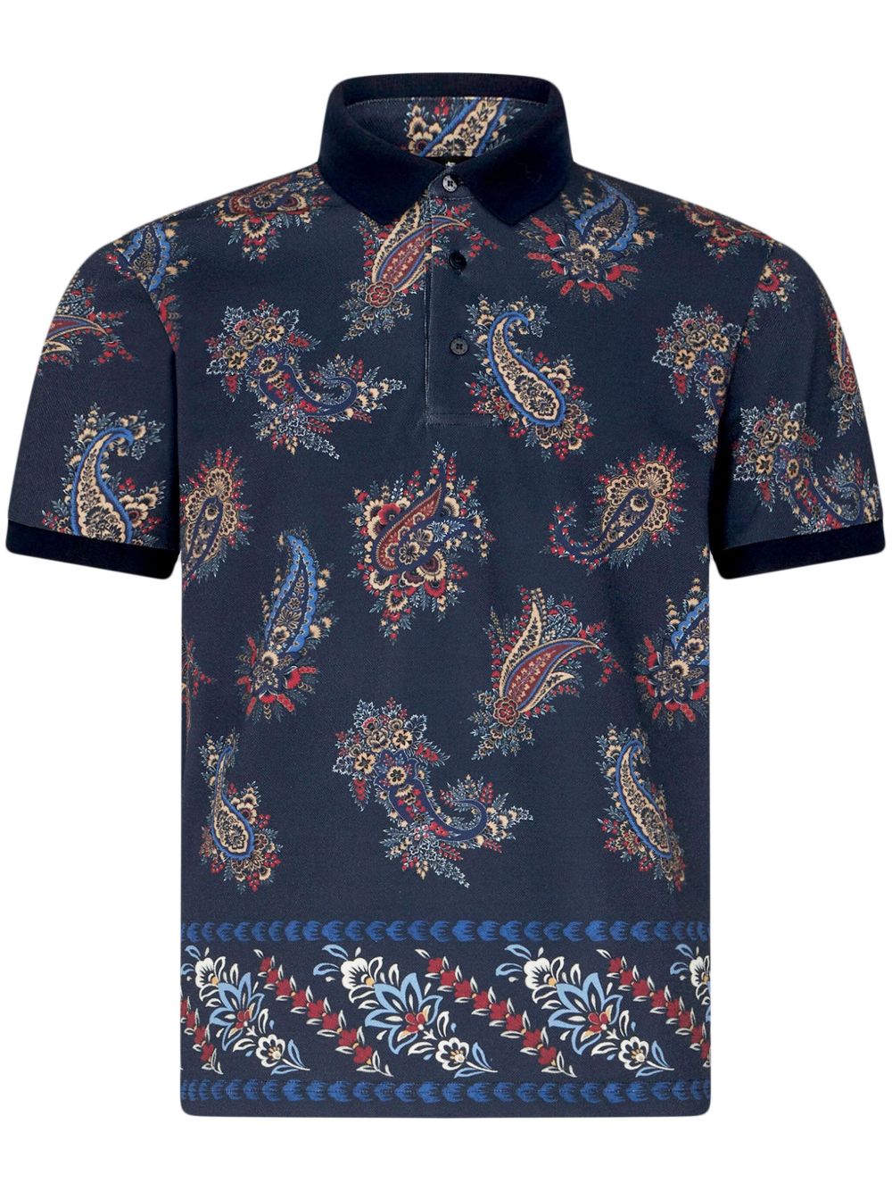 ETRO 佩斯理印花棉polo衫 - 蓝色