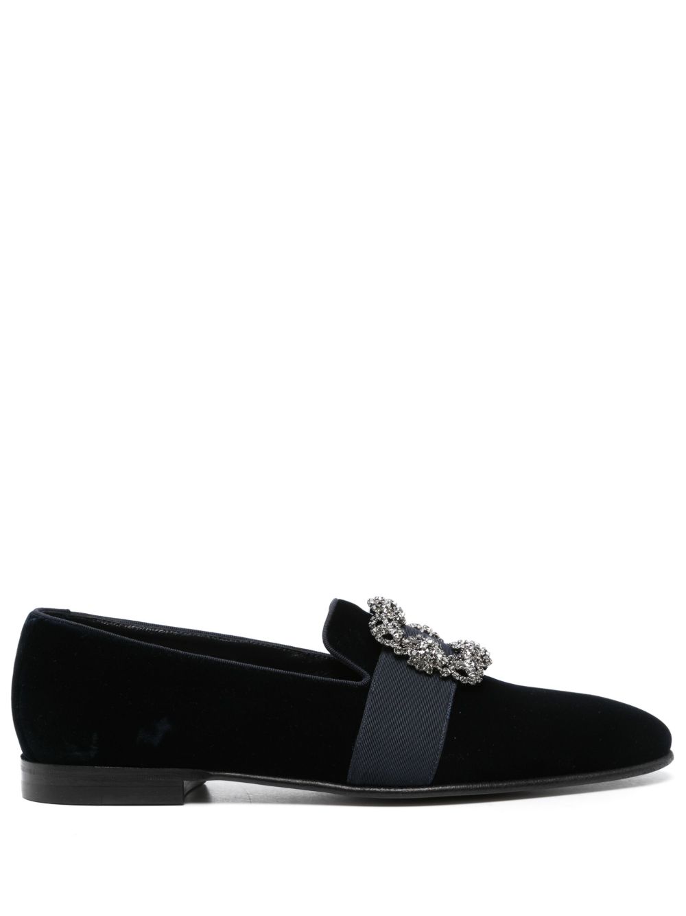 Manolo Blahnik Carlton 丝绒乐福鞋 - 蓝色