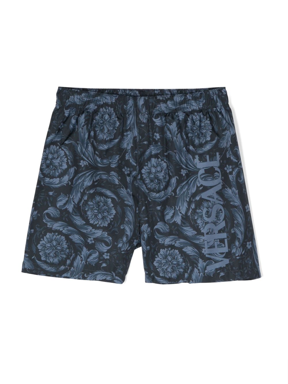 Versace Kids Barocco 印花泳裤 - 蓝色