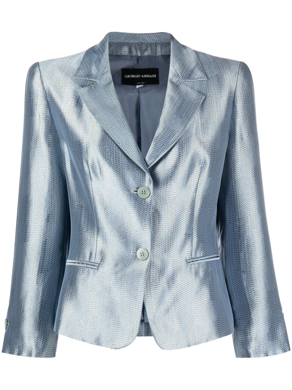 Giorgio Armani Pre-Owned 梯形翻领蛇纹西装夹克（2000年代典藏款） - 蓝色