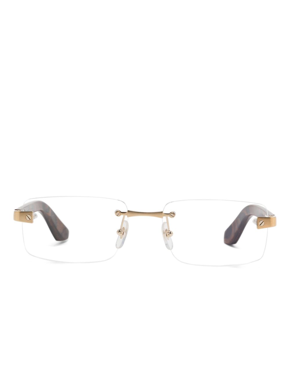 Cartier Eyewear 长方形镜框眼镜 - 褐色