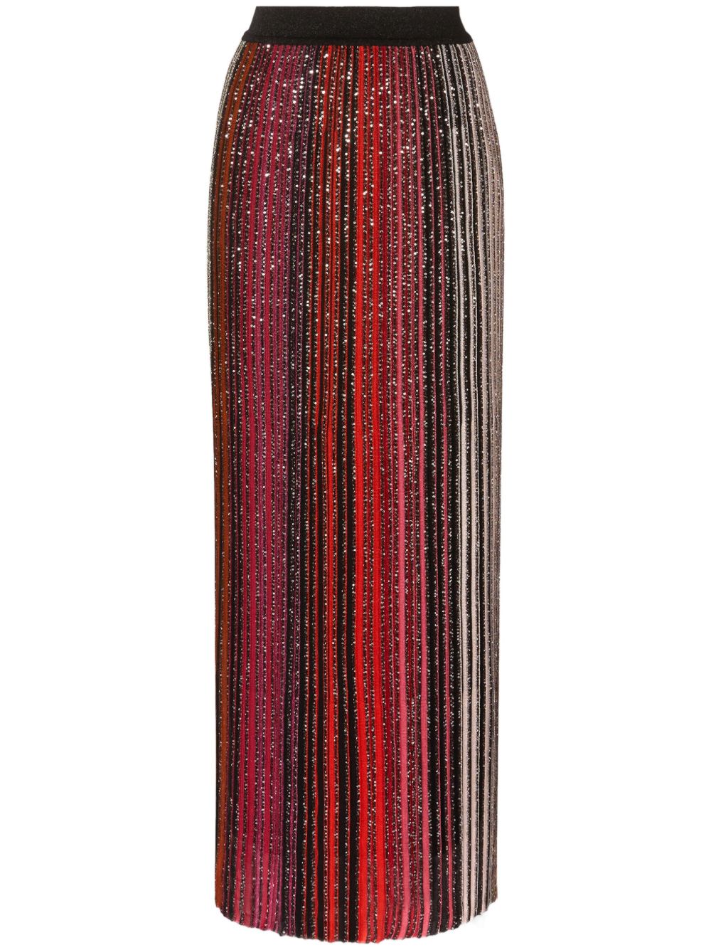 Missoni 亮片缀饰条纹超长半身裙 - 黑色