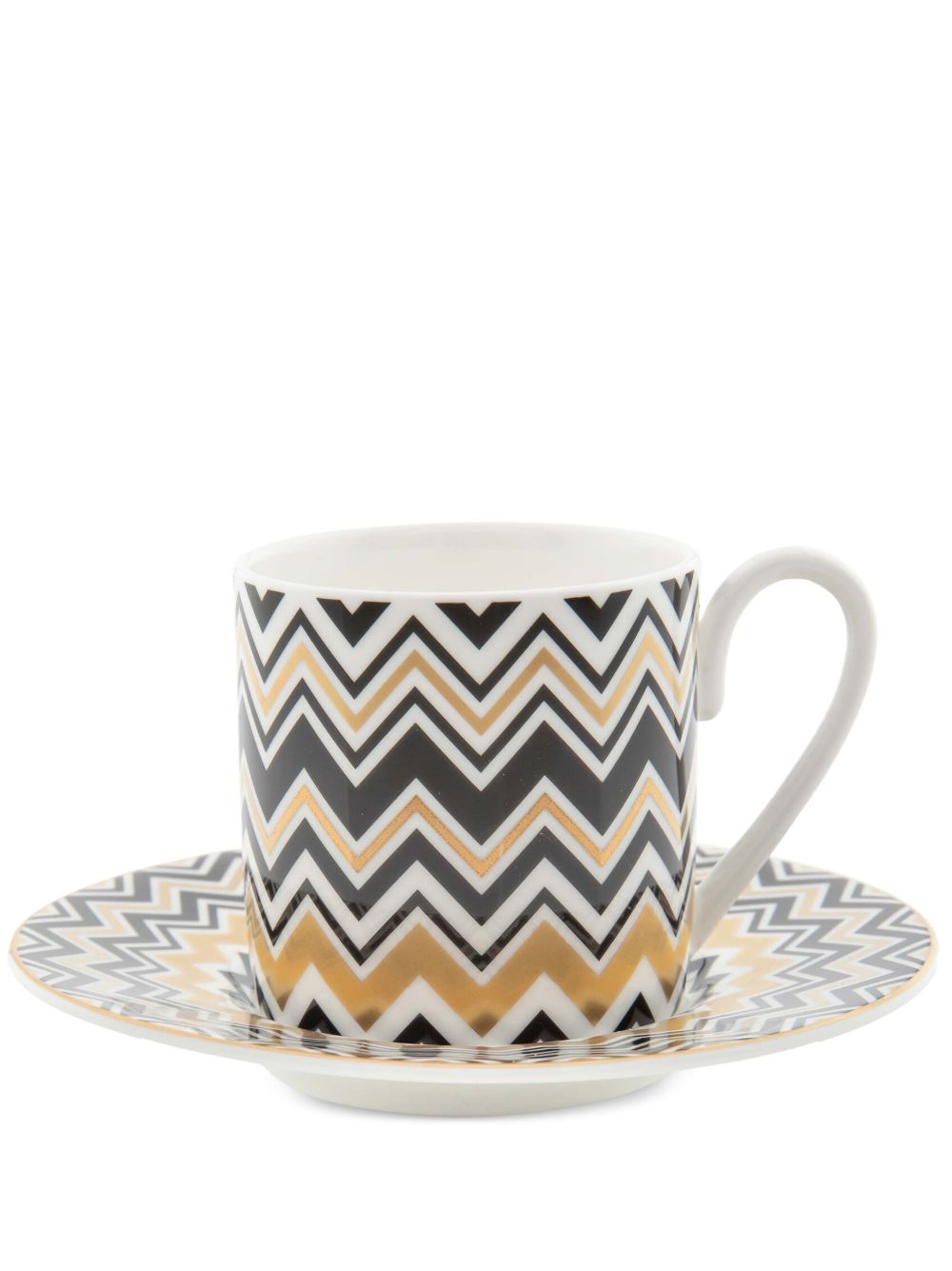 Missoni Home Z字形图案印花咖啡杯盘套装 （ 六件装 ） - 金色