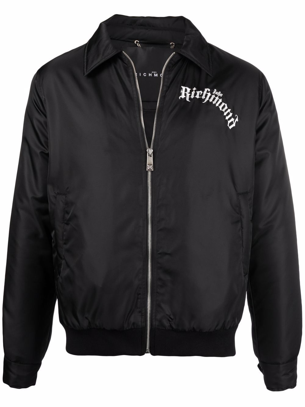 John Richmond logo刺绣飞行员夹克 - 黑色