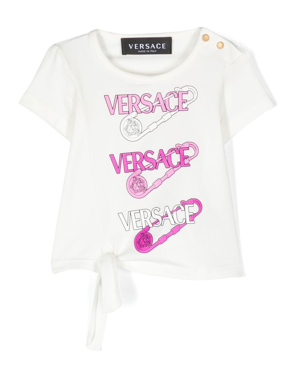 Versace Kids logo图案印花棉T恤 - 白色