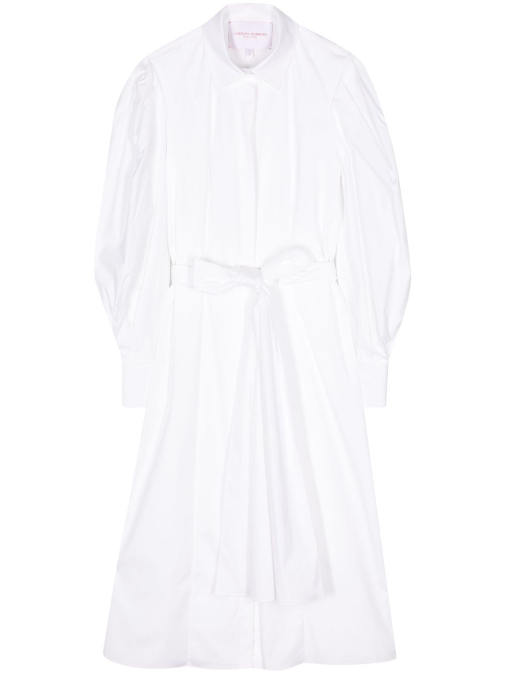 Carolina Herrera 束腰棉衬衫裙 - 白色