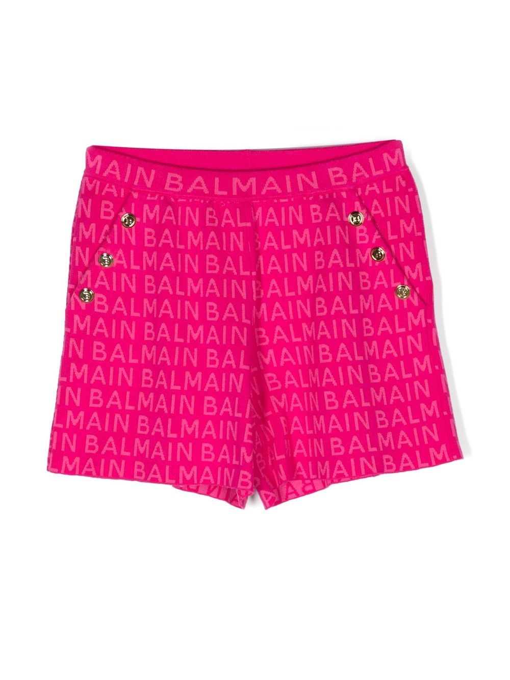 Balmain Kids logo印花纽扣细节短裤 - 粉色