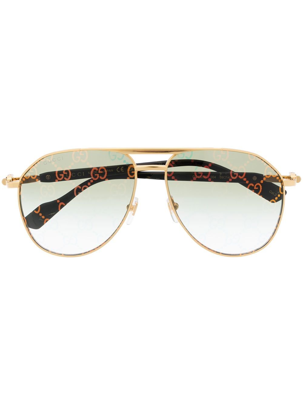 Gucci Eyewear 有色镜片飞行员太阳眼镜 - 金色