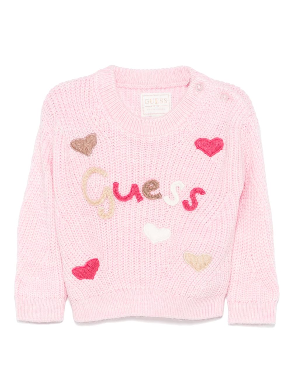 guess kids logo刺绣卫衣 - 粉色