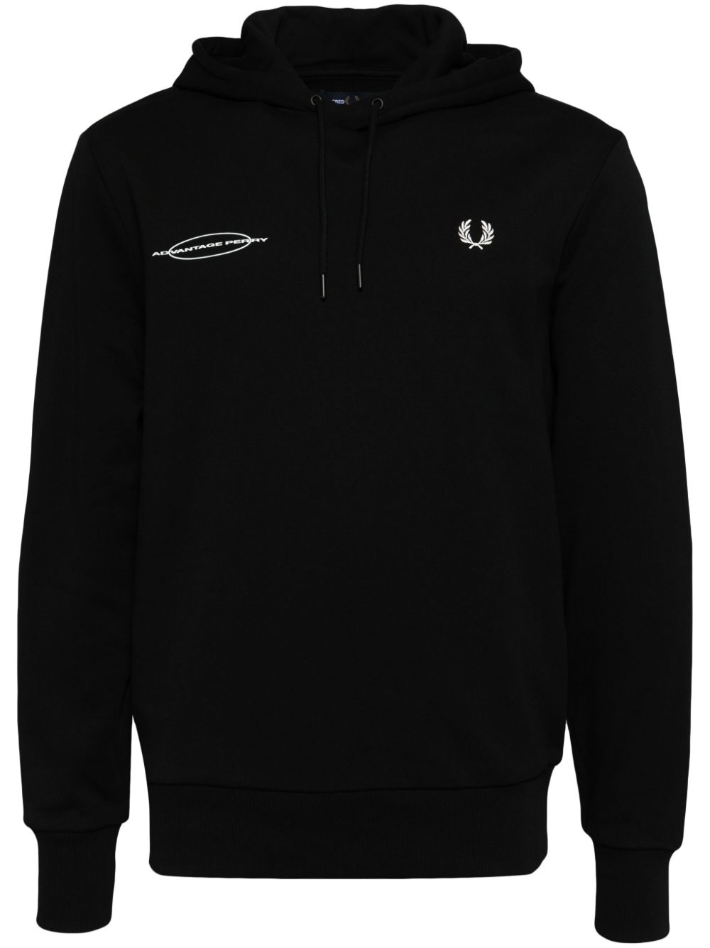 Fred Perry logo刺绣棉连帽衫 - 黑色