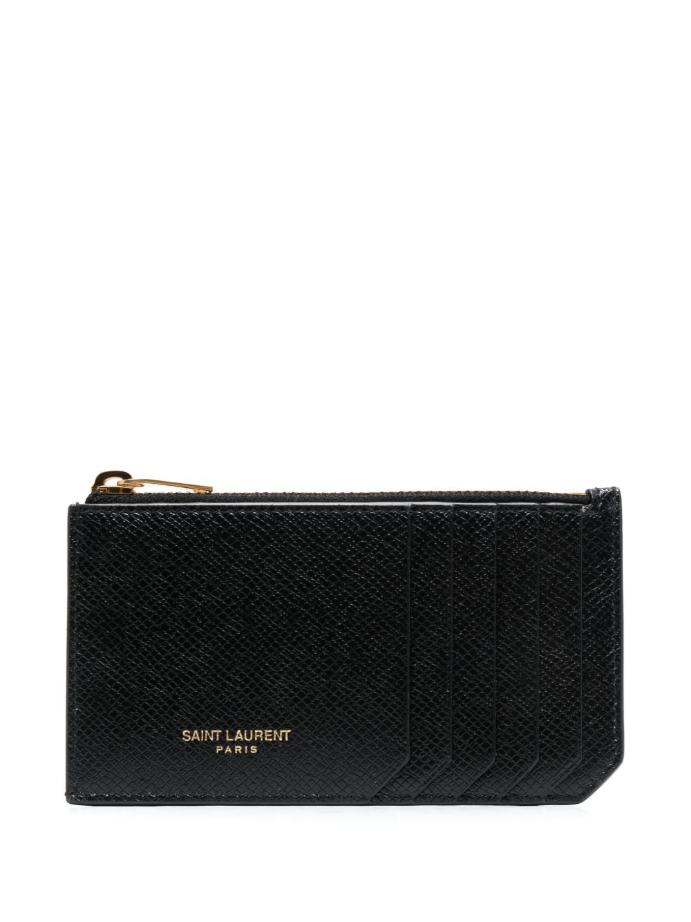 Saint Laurent logo标记皮质卡夹 - 黑色