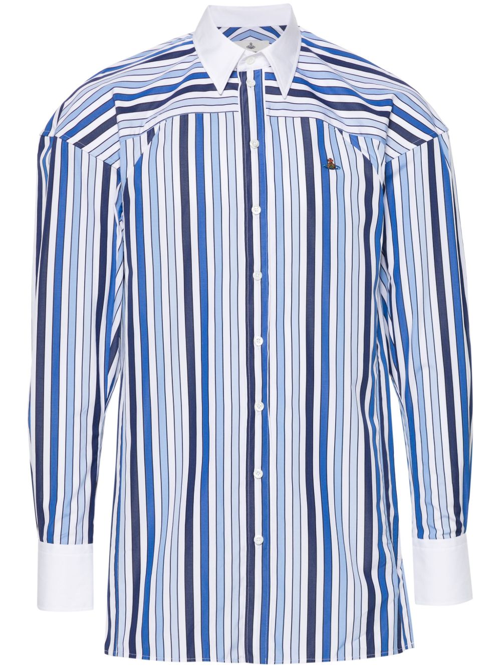 Vivienne Westwood Football 条纹棉衬衫 - 蓝色