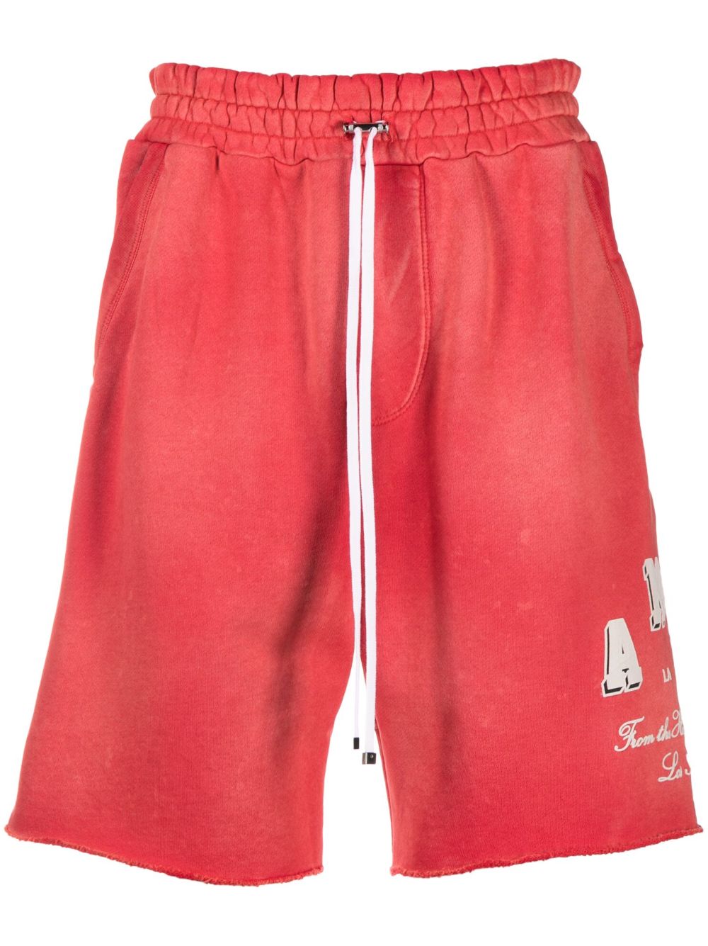 AMIRI logo印花抽绳裤腰短裤 - 红色