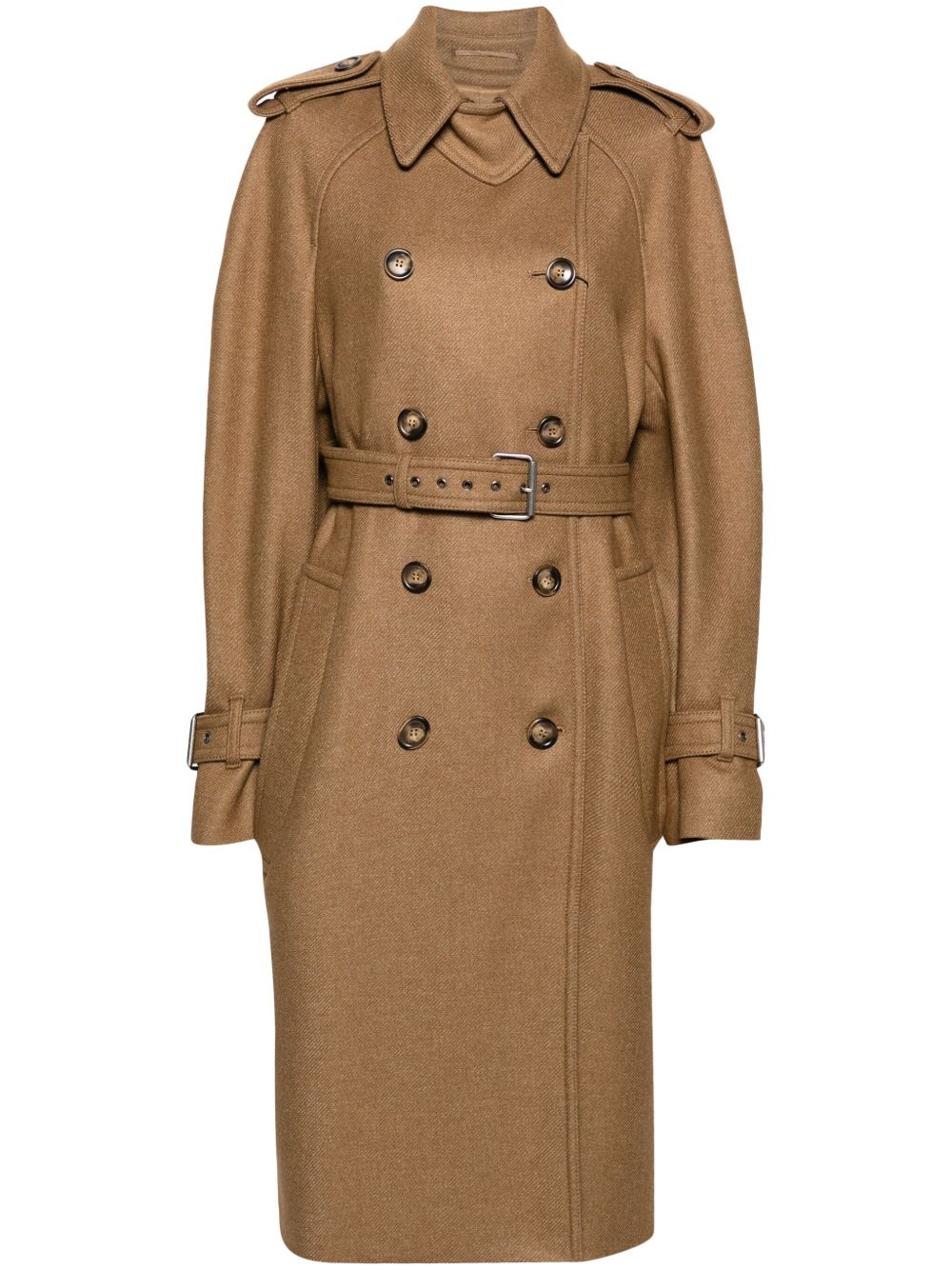Sportmax 双排扣斜纹布风衣 - 中性色