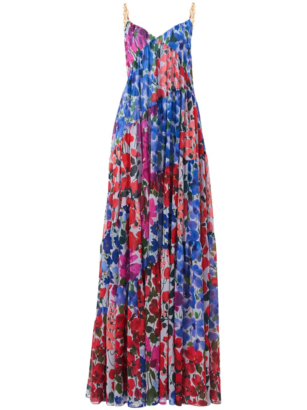 Carolina Herrera Jardin 印花分层式礼服 - 红色