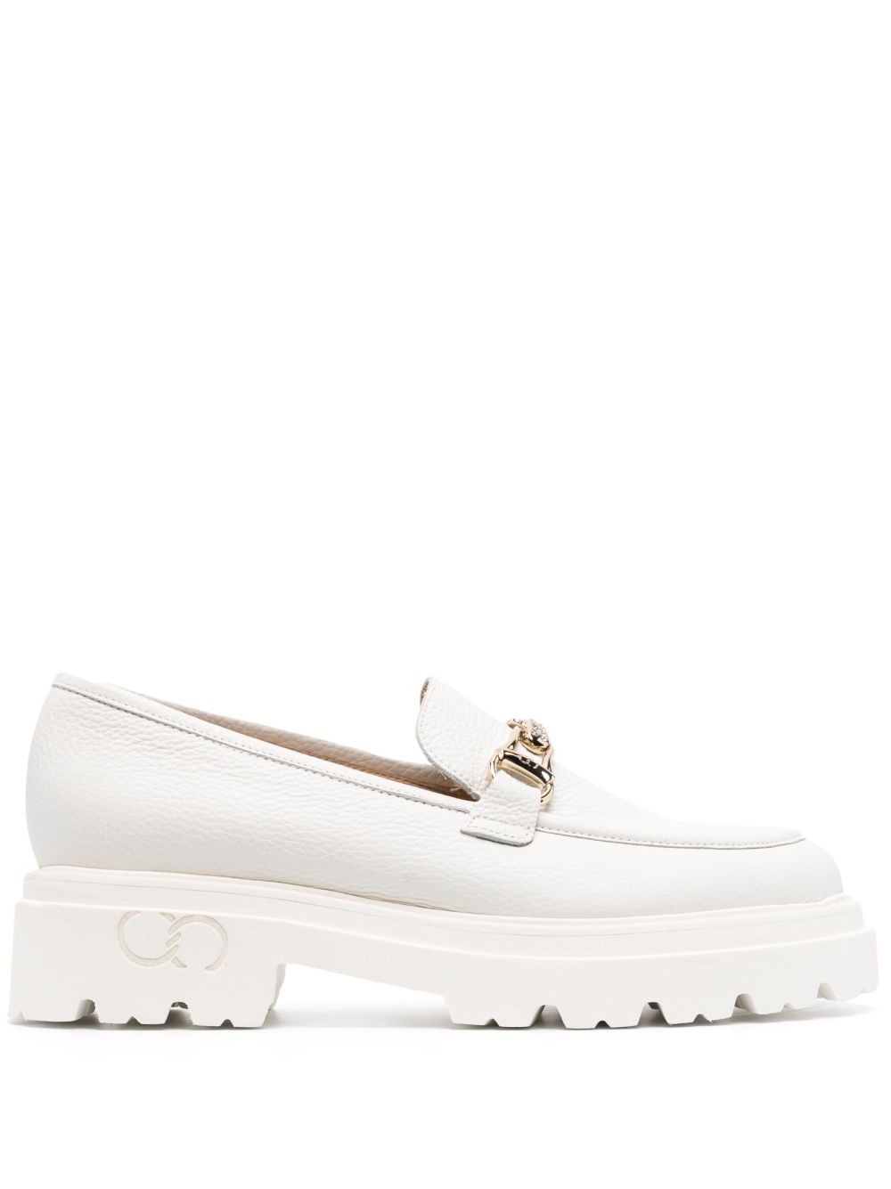 Casadei logo雕刻五金配件皮质莫卡辛鞋 - 白色