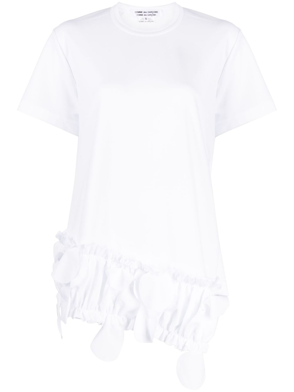 Comme Des Garçons Comme Des Garçons 荷叶边贴花细节不对称T恤 - 白色