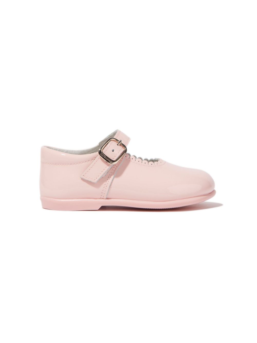 ANDANINES scallop-edge patent ballerina shoes - 粉色