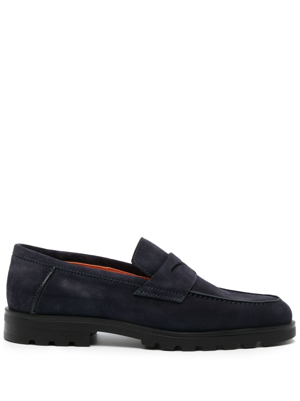 Santoni 杏仁形鞋头经典乐福鞋 - 蓝色