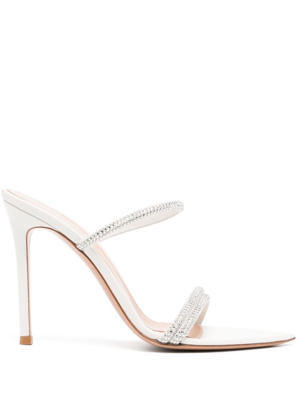 Gianvito Rossi Cannes 高跟皮质凉鞋 - 白色