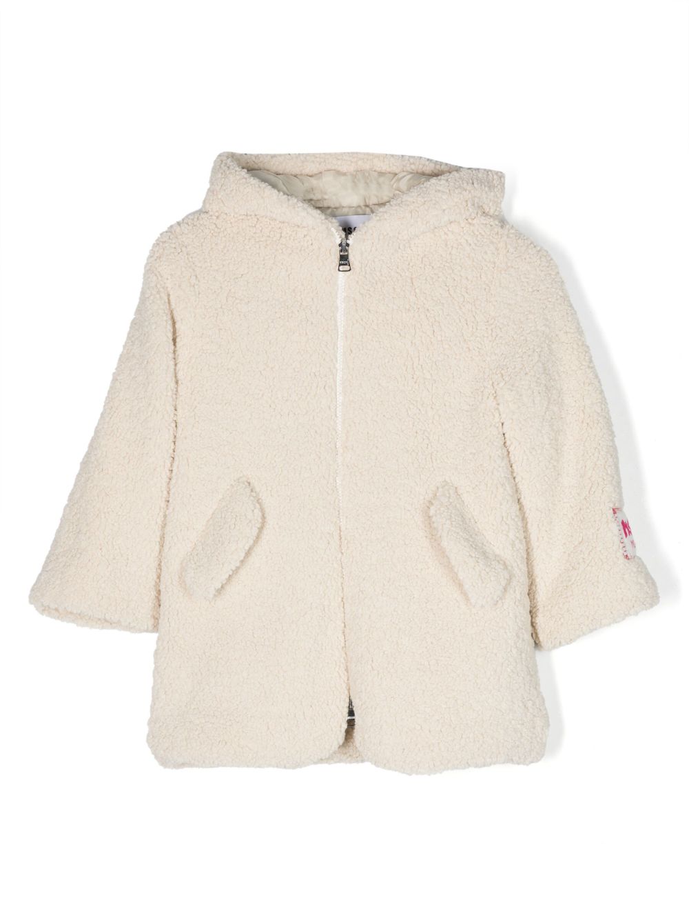 MSGM Kids 人造皮毛一体连帽夹克 - 中性色