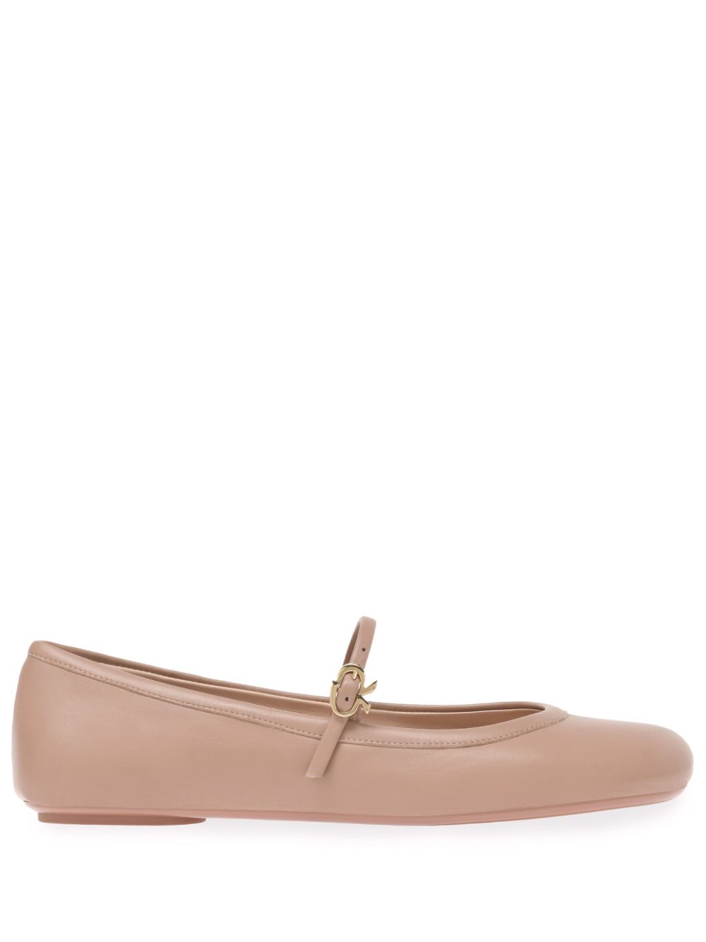 Gianvito Rossi Carla 皮质芭蕾平底鞋 - 中性色
