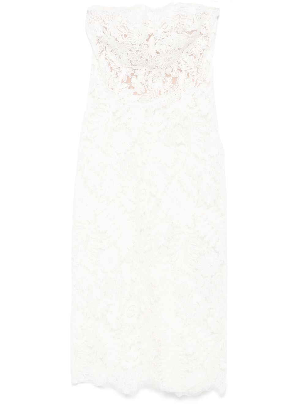 Ermanno Scervino 花卉刺绣中长连衣裙 - 中性色