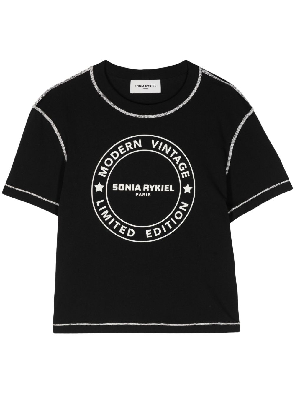 Sonia Rykiel logo印花棉T恤 - 黑色