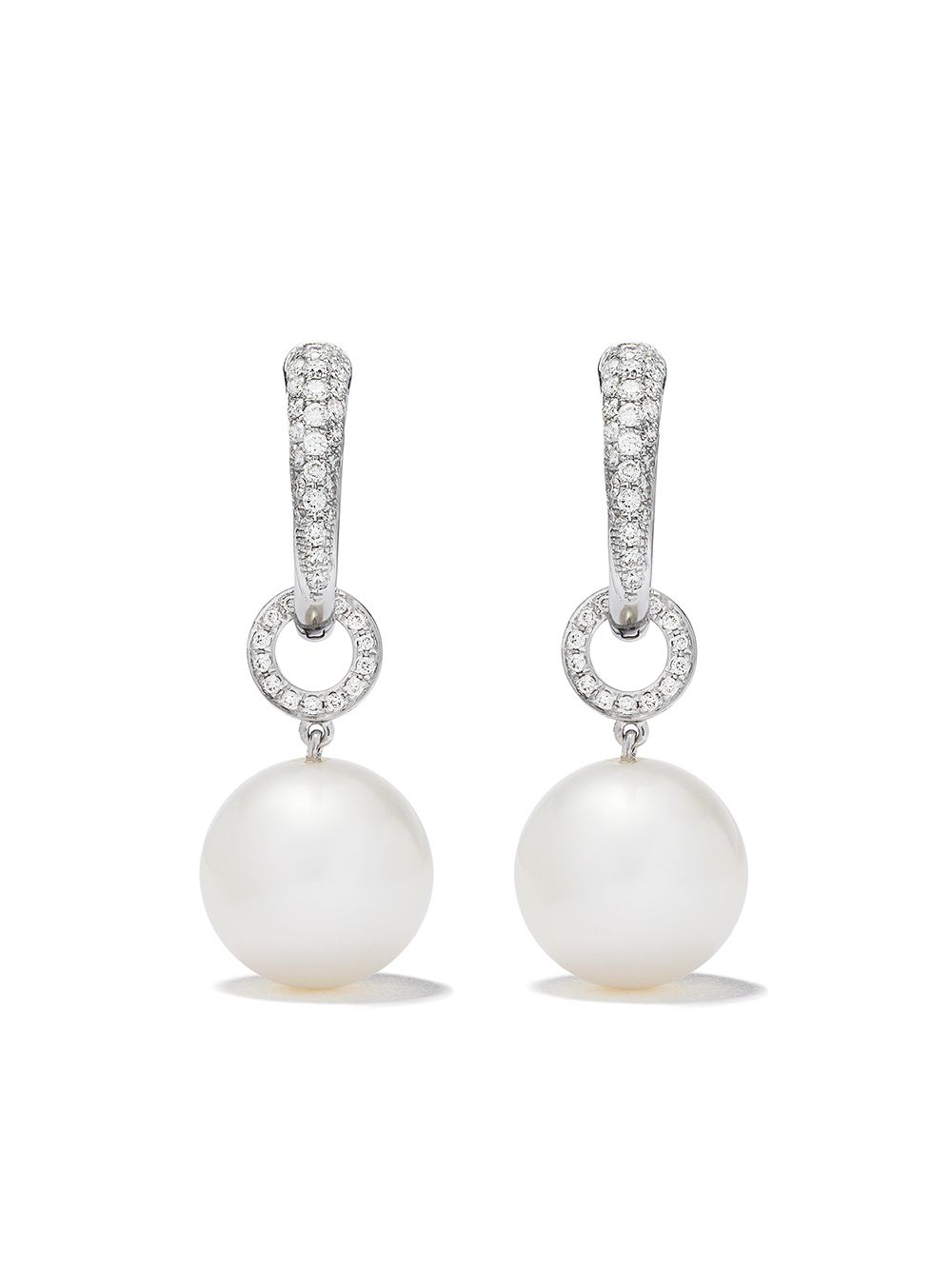 Kiki McDonough Pearls 18K白金球体吊饰钻石耳环 - WHITE GOLD