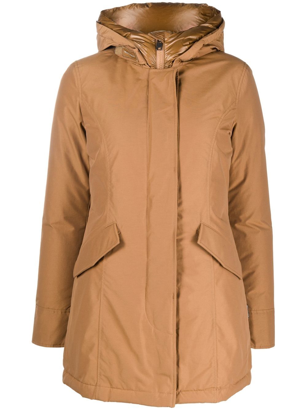 Woolrich 连帽拉链派克大衣 - 褐色